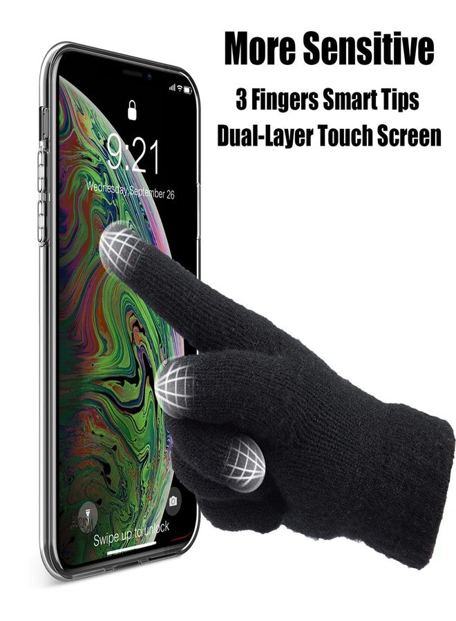 ViGrace Women's Winter Warm Touch Screen Gloves Cable Knit Wool Fleece Lined Touchscreen Texting Mittens for Women - Image 3